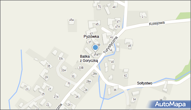 Pyzówka, Turystyczna, 37A, mapa Pyzówka