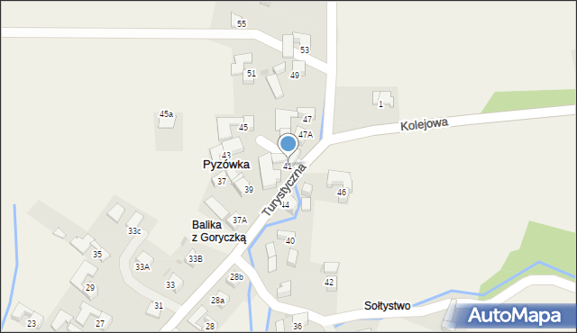 Pyzówka, Turystyczna, 41, mapa Pyzówka