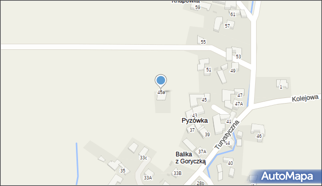 Pyzówka, Turystyczna, 45a, mapa Pyzówka