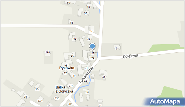 Pyzówka, Turystyczna, 47, mapa Pyzówka