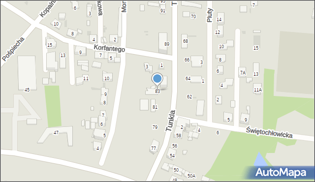 Ruda Śląska, Tunkla Ludwika, ks., 83, mapa Rudy Śląskiej