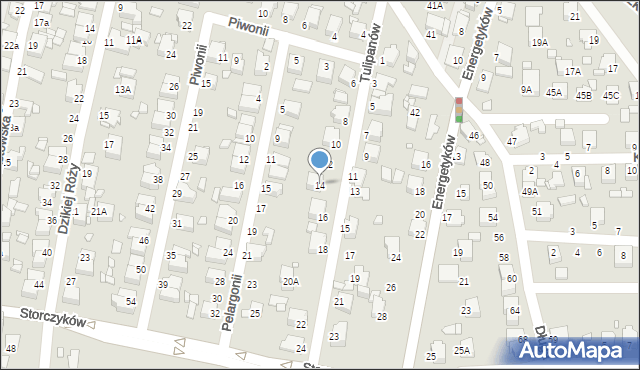 Rybnik, Tulipanów, 14, mapa Rybnika