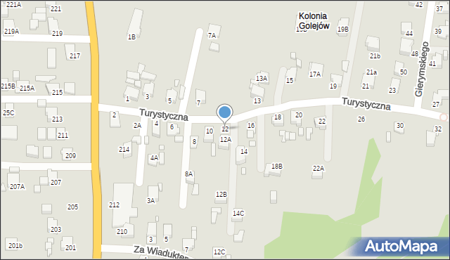 Rybnik, Turystyczna, 12, mapa Rybnika