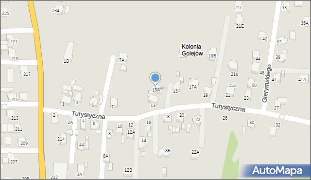 Rybnik, Turystyczna, 13A, mapa Rybnika