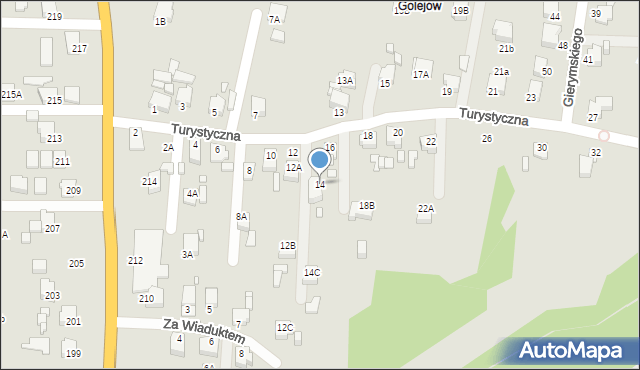 Rybnik, Turystyczna, 14, mapa Rybnika