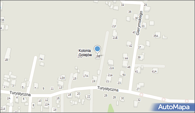 Rybnik, Turystyczna, 19B, mapa Rybnika