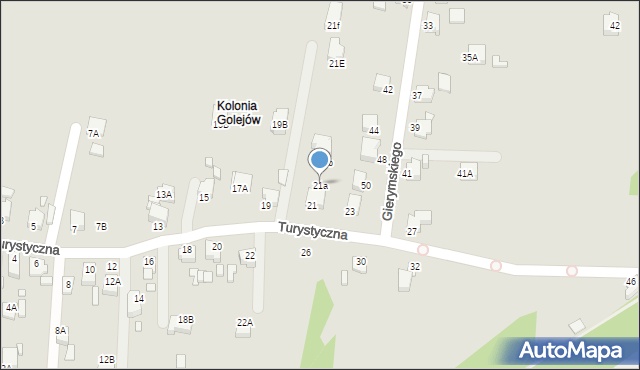 Rybnik, Turystyczna, 21a, mapa Rybnika