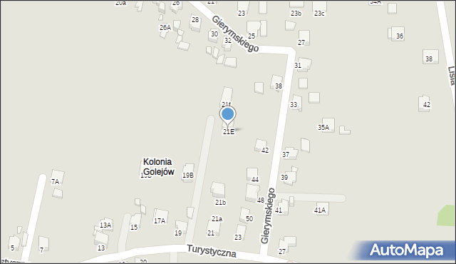 Rybnik, Turystyczna, 21E, mapa Rybnika