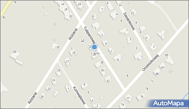 Sieradz, Tulipanowa, 26, mapa Sieradz