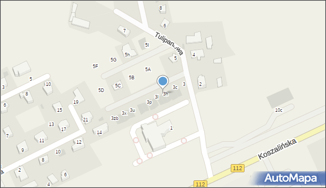 Stare Bielice, Tulipanowa, 3j, mapa Stare Bielice