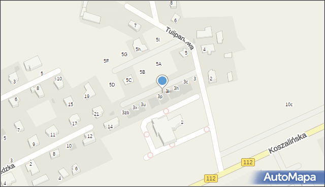 Stare Bielice, Tulipanowa, 3n, mapa Stare Bielice