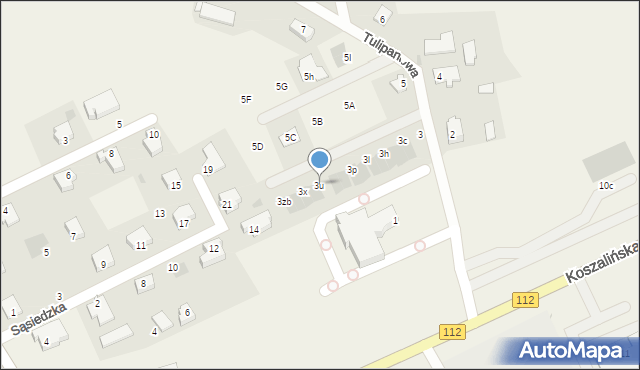 Stare Bielice, Tulipanowa, 3u, mapa Stare Bielice