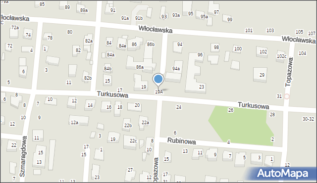 Toruń, Turkusowa, 19A, mapa Torunia