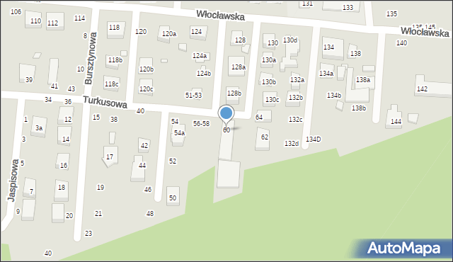 Toruń, Turkusowa, 60, mapa Torunia