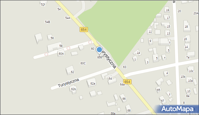 Toruń, Turystyczna, 60b, mapa Torunia