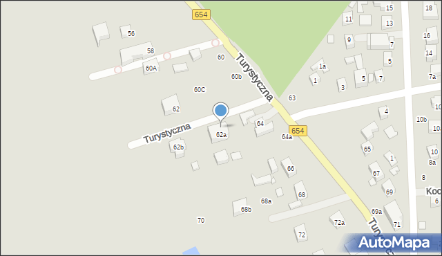 Toruń, Turystyczna, 62a/2, mapa Torunia