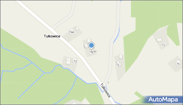 Tułkowice, Tułkowice, 74, mapa Tułkowice