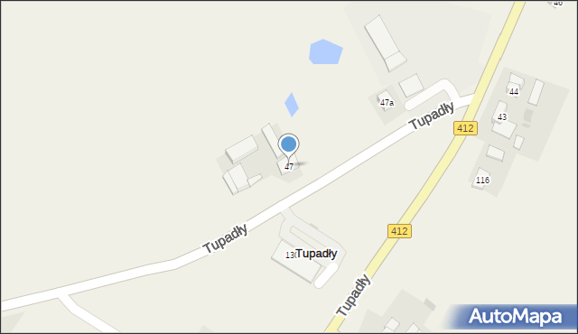 Tupadły, Tupadły, 47, mapa Tupadły