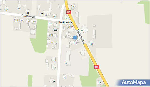 Turkowice, Turkowice, 112, mapa Turkowice