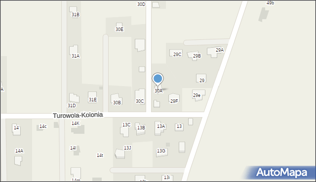 Turowola-Kolonia, Turowola-Kolonia, 30A, mapa Turowola-Kolonia