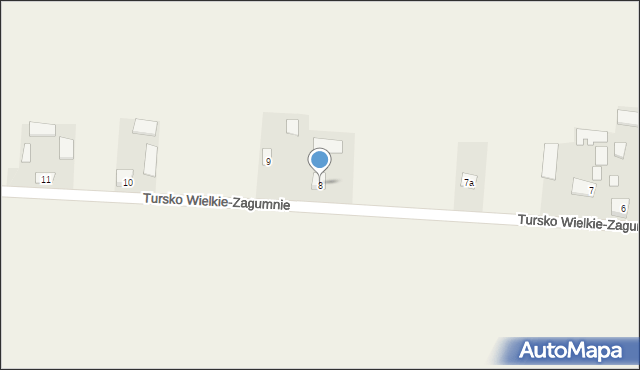 Tursko Wielkie, Tursko Wielkie-Zagumnie, 8, mapa Tursko Wielkie