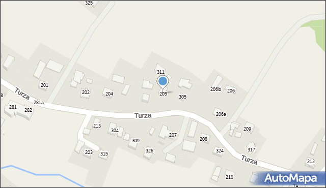Turza, Turza, 205, mapa Turza