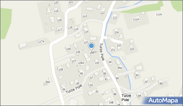 Turze Pole, Turze Pole, 105, mapa Turze Pole