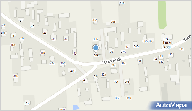 Turze Rogi, Turze Rogi, 38A, mapa Turze Rogi