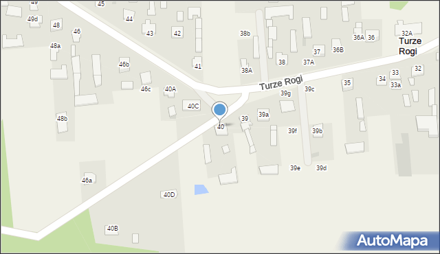 Turze Rogi, Turze Rogi, 40, mapa Turze Rogi