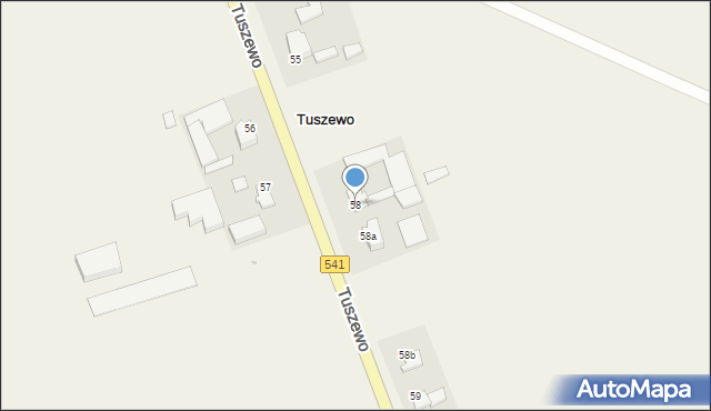 Tuszewo, Tuszewo, 58, mapa Tuszewo