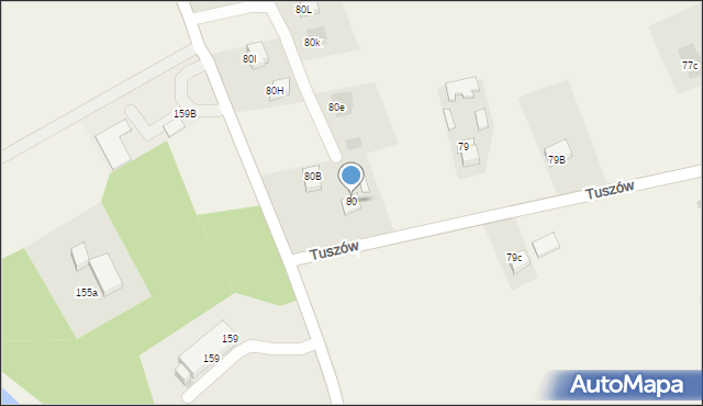 Tuszów, Tuszów, 80, mapa Tuszów