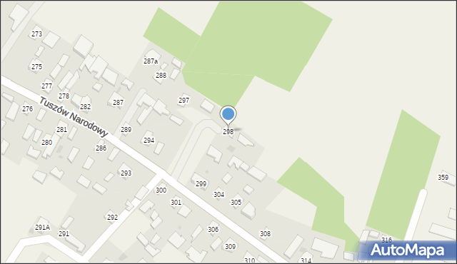 Tuszów Narodowy, Tuszów Narodowy, 298, mapa Tuszów Narodowy
