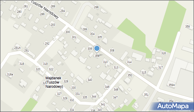 Tuszów Narodowy, Tuszów Narodowy, 309, mapa Tuszów Narodowy