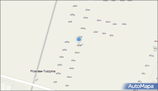 Tuszyma, Tuszyma, 494e, mapa Tuszyma