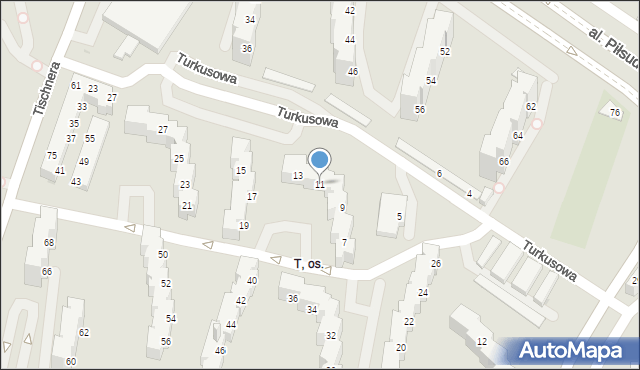 Tychy, Turkusowa, 11, mapa Tychów