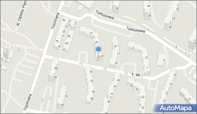 Tychy, Turkusowa, 21, mapa Tychów