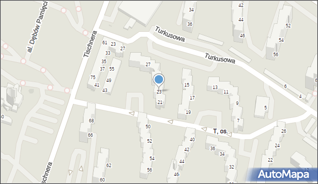 Tychy, Turkusowa, 23, mapa Tychów