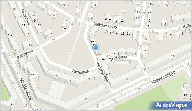 Warszawa, Tucholska, 16, mapa Warszawy
