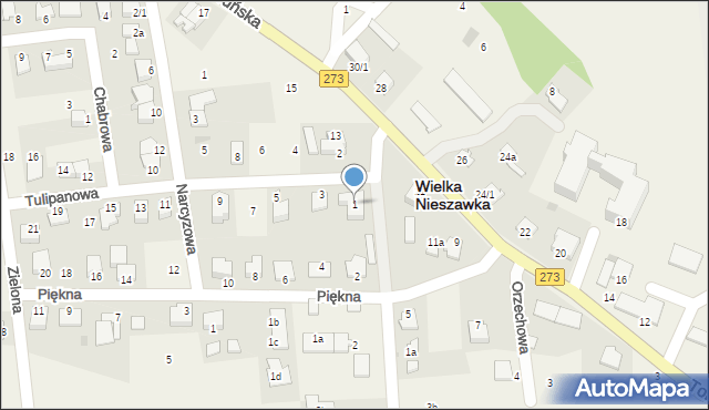 Wielka Nieszawka, Tulipanowa, 1, mapa Wielka Nieszawka