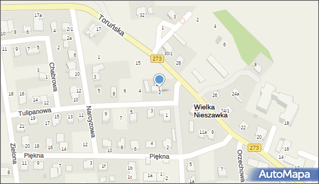 Wielka Nieszawka, Tulipanowa, 2, mapa Wielka Nieszawka