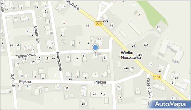 Wielka Nieszawka, Tulipanowa, 3, mapa Wielka Nieszawka