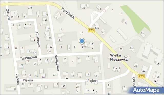 Wielka Nieszawka, Tulipanowa, 4, mapa Wielka Nieszawka