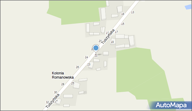 Wola Rakowa, Tuszyńska, 21, mapa Wola Rakowa