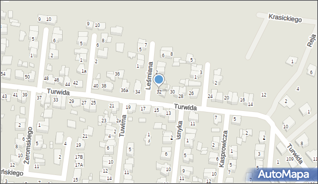 Września, Turwida Mariana, 32, mapa Wrześni