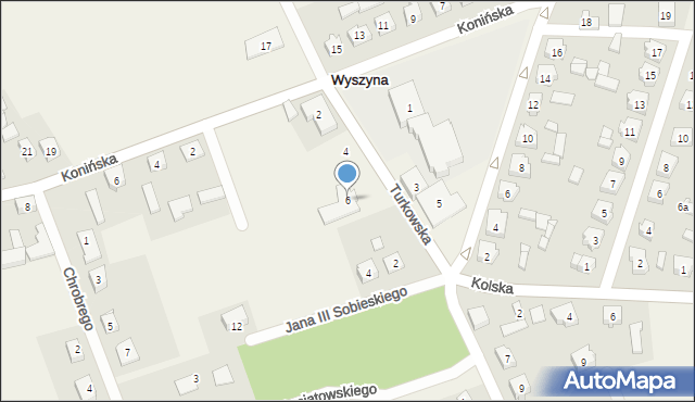 Wyszyna, Turkowska, 6, mapa Wyszyna