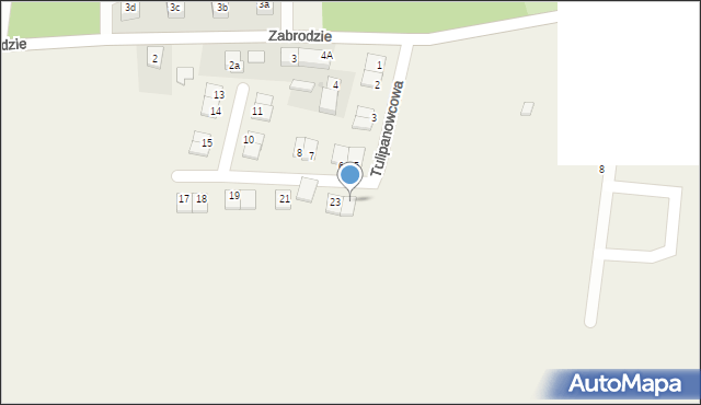 Zabrodzie, Tulipanowcowa, 24, mapa Zabrodzie