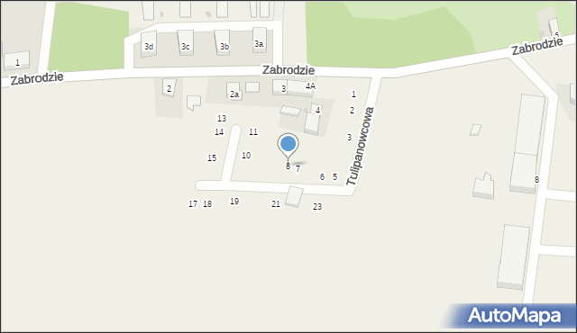 Zabrodzie, Tulipanowcowa, 8, mapa Zabrodzie