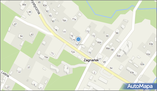 Zagnańsk, Turystyczna, 74a, mapa Zagnańsk