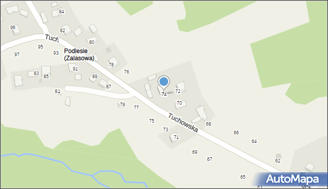 Zalasowa, Tuchowska, 74, mapa Zalasowa