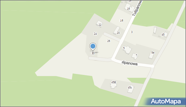 Zamość, Tulipanowa, 30, mapa Zamościa